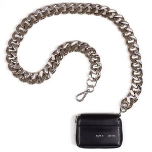 KARA Black Leather Bike Chain Wallet